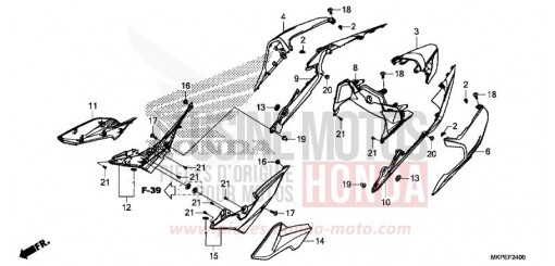 SEITENABDECKUNG/WINDLAUF, HINTEN CB500FAK de 2019